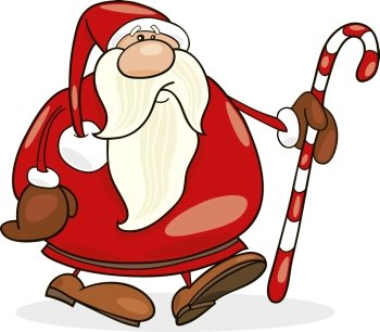 Illustration of santa claus with christmas cane