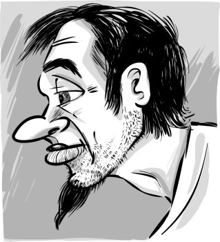 sketch caricature illustration of young man with beard