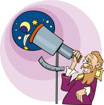 Illustration of Galileo the astronomer