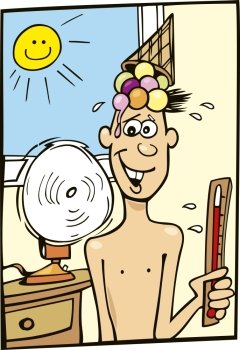 Illustration of Boy and Hot Weather