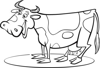 coloring page illustration of funny farm cow