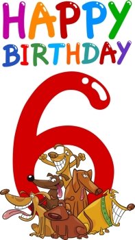 cartoon illustration design for sixth birthday anniversary