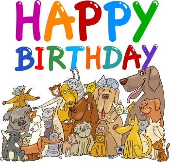 cartoon illustration design for happy birthday anniversary