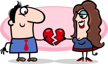 Valentines Day Cartoon Illustration of Funny Couple in Love