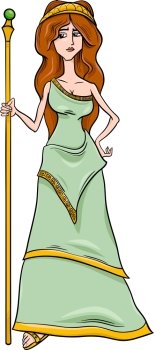Cartoon Illustration of Mythological Greek Goddess Hera