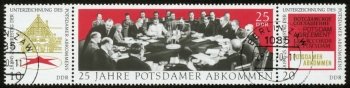 GERMAN DEMOCRATIC REPUBLIC - CIRCA 1970: A stamp printed by the German Democratic Republic Post is devoted to the 25th anniversary of the Potsdam Agreement, circa 1970