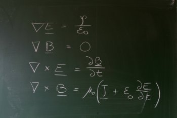 Maxwell’s equations of electrodynamics written on a chalkboard