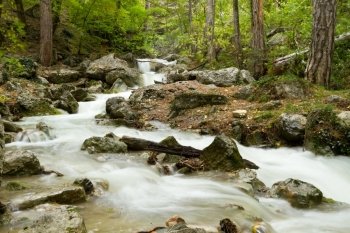Stream of the mountain river ( long exposure )