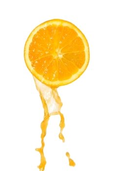 juice flows down from orange                                    