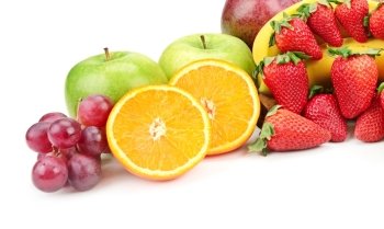 fresh fruits isolated on a white                                    