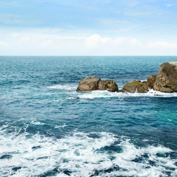 large rock in the ocean                                    
