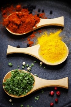 Spices and herbs. Food and cuisine ingredients.