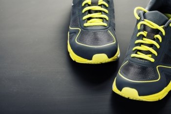 Sport shoes on grey background