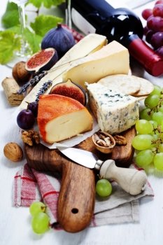 Wine and cheese plate - close up image