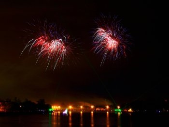 fireworks over water