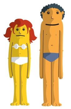 Two kids in underwear standing