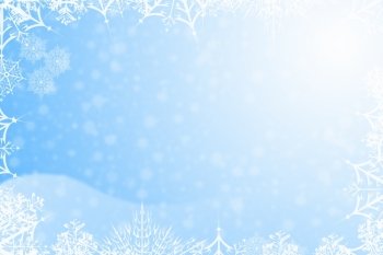 Winter snow Christmas background with snowflakes and stars