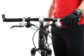 portrait of a cyclist. Isolated on a white background