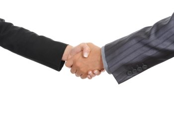 Handshake two business partners. Isolated on white