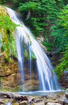 Summer mountain waterfall (Crimea, Ukraine)