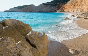 Beautiful summer white Porto Katsiki beach on Ionian Sea (Lefkada, Greece)