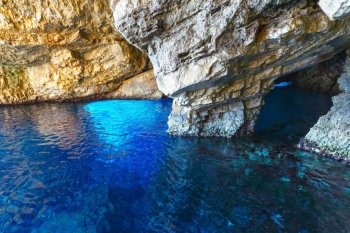 Blue Caves inside  (Zakynthos, Greece, Cape Skinari )