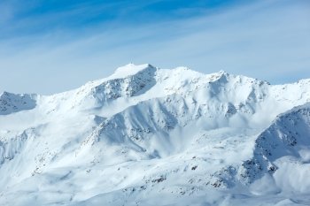 Morning winter  Dolomiten mountain landscape. Ski resort  Obergurgl - Hochgurgl, Tirol, Austria.
