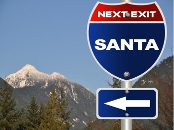 Santa road sign