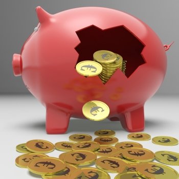 Broken Piggybank Showing European Savings And Economy