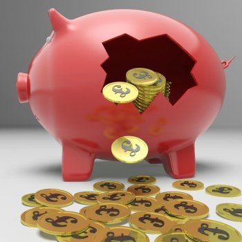 Broken Piggybank Shows Britain Bank Deposits Or Investments