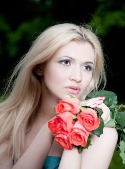 Pretty Young Woman With Blond Hair.