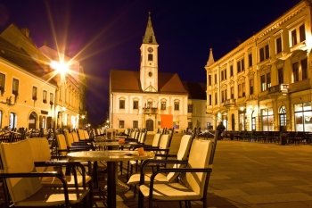 Baroque town of Varazdin city center at evening, Croatia