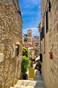 Narrow stone street in Town of Hvar, Dalmatia, Croatia