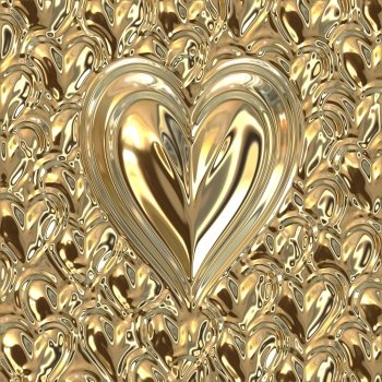 golden heart. big bright golden metallic heart on small gold hearts