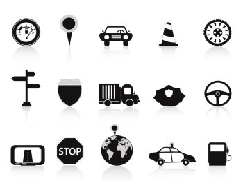 isolated black traffic icons from white background 