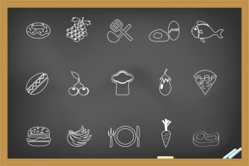 Food icon on blackboard for design