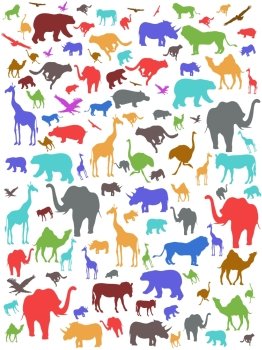 Seamless colorful african animals pattern