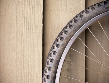 Abstract composition of a used mountain bike wheel