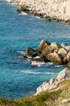 view of beautiful rocky bay at Blask Sea, Crimea, Tarhankut. rocky bay