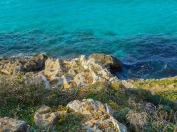 The turquoise waters of the picturesque bay. Favignana