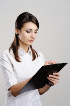An image of nice woman with notepad