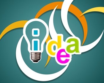 Idea word with lightbulb.