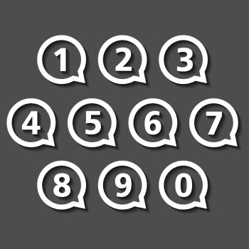 Numbers in Round Speech Bubbles