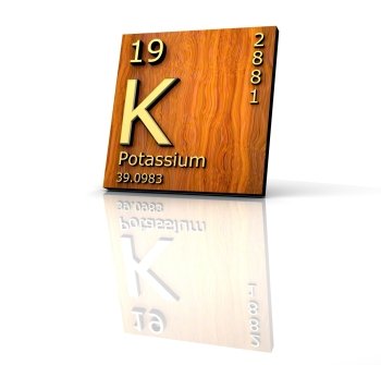 Potassium form Periodic Table of Elements - wood board 