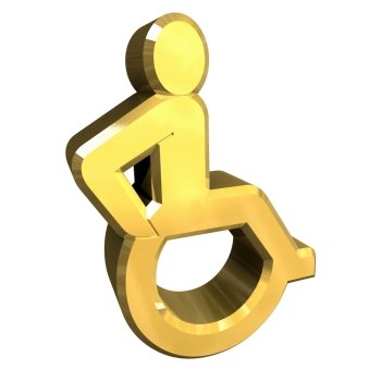 Universal wheelchair symbol in gold (3d made) 