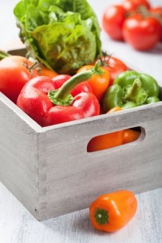 various fresh vegetable in box 