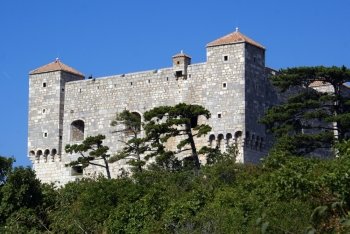 Castle Nehai and forest in Senj, Croatia                