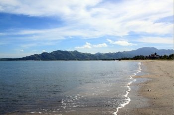 Nobody on the sand beach near Nadi in Fiji