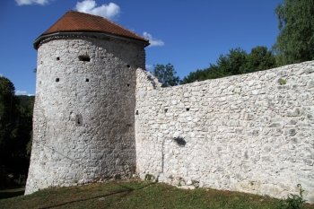 Tower and wall of fortress in Olguin, Croatia