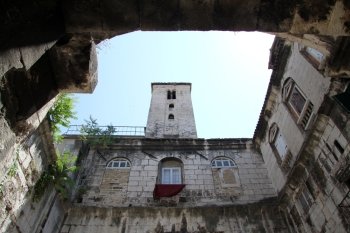 Stone tower and building in Split, Croatia